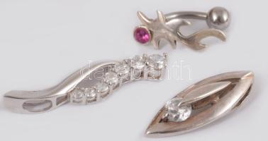 3 darab ezüst (Ag) ékszer, jelzett, kővel, bruttó 6g