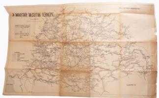 1940 A Magyar Vasutak térképe. MÁV Nagy méretű térkép a Trianon előtti területek vasúti hálózatával. Balkay jelzéssel 107x67 cm Szélén kis beszakadásokkal / Railways of the Hungarian Railway company