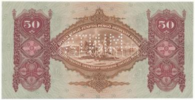 1932. 50P előlapi fázisnyomat "MINTA" perforációval és "D 088 015172" sorozat és sorszámmal T:UNC