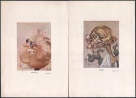 Gatto Nero (Wittman Rezső, 1889-1972): Roosevelt, Gandhi, Sztójay Döme és Jozef Tiso karikatúrái, 4 db színes nyomat, változó állapotban, lapméret: 25x17,5 cm