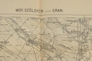 cca 1910 Magyarszőgyén és Esztergom környéke (Mgy. Szölgyén und Gran), katonai térkép, 1 : 75.000, K...