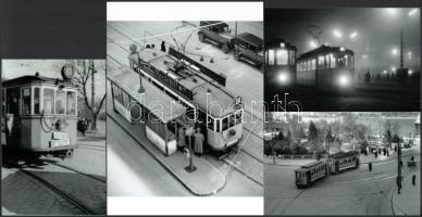 Budapesti villamosok tétele, eltérő időben készült felvételek, 4 db modern nagyítás, jelzés nélkül, 21x15 cm és 10x15 cm