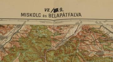 1932 Miskolc és Bélapátfalva környékének térképe, 1 : 75.000, M. Kir. Állami Térképészet, 47x63 cm