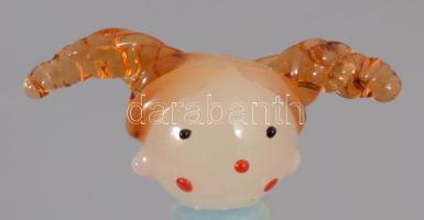 Iparművész üveg kislány figura, hibátlan, m: 6,5 cm