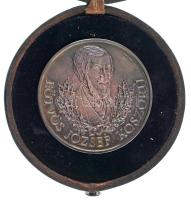 Bognár György (1944-) 1994. "Eötvös József koszorú / Magyar Tudományos Akadémia 1825." peremen "Simon Miklós 1994." gravírozással. Jelzett Ag díjplakett, bőr dísztokban (117,45g/0.925/60mm) T:AU, patina