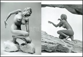 cca 1953 André de Dienes (korábban Ikafalvi-Dienes Andor György) (1913-1985) magyar - amerikai fotóriporter és fotóművész felvételei (Sziklakerti szobortervek), 2 db modern nagyítás, jelzés nélkül, 21x15 cm