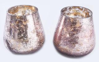 Színes foncsorozású design üveg váza pár. Jelzés nélkül, hibátlan, m: 12 cm
