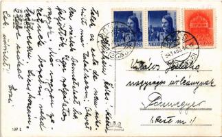 1943 Budapest, Királyi vár, Hotel Fiume szálloda, "VENUS" DGT oldalkerekes gőzhajó / Hunga...