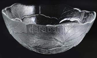 Nagyméretű salátalevél mintás salátakínáló, jelzés nélkül, hibátlan, d: 33 cm, m: 14 cm