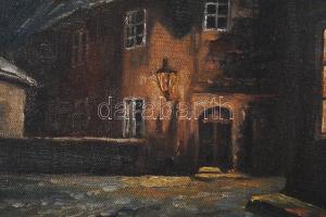 Roth B jelzéssel: Esti utca, 1914. Olaj, vászon. Dekoratív fakeretben. 16,5×20 cm