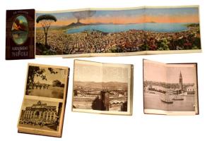 4 db régi olasz városképes leporelló: Ricordo di Venezia, Napoli, Firenze, Roma. Változó állapotban