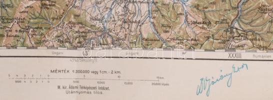 cca 1920-1930 Brassó (Kronstadt, Brasov) környékének katonai térképe, 1 : 200.000, M. Kir. Állami Té...