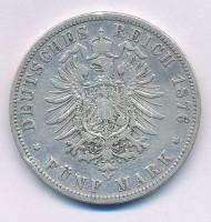 Német Államok / Poroszország 1876B 5M Ag "I. Vilmos" Hanover (27,48g) T:VF,F, kis ph. German States / Prussia 1876B 5 Mark Ag "Wilhelm I" Hanover (27,48g) C:VF,F, small edge error Krause KM#503