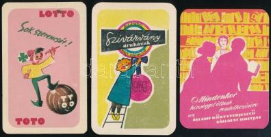 1959 3 db kártyanaptár: Szivárvány Áruházak, Lottó-Totó, ÁKV