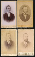 cca 1865-1880 4 db keményhátú fotó vegyes műtermekből (Pobuda, Klein Márk és Fia, Rupprecht, Zelesny), 10,5×6,5 cm