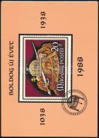 1988 Szent István-bélyeg reprodukciós naptár, 7 különálló lap, kissé sérült műanyag tokban, 15x21 cm