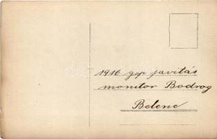 1916 SMS Bodrog a Császári és Királyi Haditengerészet monitor típusú hadihajója, matrózok a fedélzet...