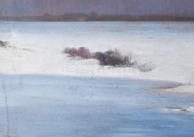 Markó Ernő (1868-1945): Holdfényes téli táj. Olaj, karton. Jelzett. Dekoratív, sérült fakeretben. 50...