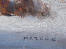Markó Ernő (1868-1945): Holdfényes téli táj. Olaj, karton. Jelzett. Dekoratív, sérült fakeretben. 50...
