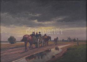 Korpács Lajos (-), működött a XX. sz. első felében: Lovasszekér. Olaj, vászon, jelezve jobbra lent. ...