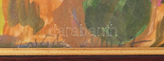 Csepeli Németh Miklós (1934-2012): Színes kavalkád, 1996. Akvarell, papír, jelzett, üvegezett fakere...