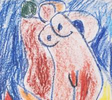 Csepeli Németh Miklós (1934-2012): Női akt, 1984. Kréta, papír, jelzett, üvegezett fakeretben, 20×13...