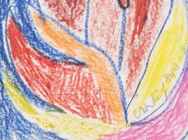 Csepeli Németh Miklós (1934-2012): Női akt, 1984. Kréta, papír, jelzett, üvegezett fakeretben, 20×13...