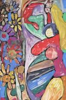 Csepeli Németh Miklós (1934-2012): Hölgy virágok közt, 1992. Tempera, papír, jelzett, fakeretben, 28...