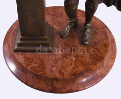 Józsa Lajos (1944-): Gróf Széchenyi István. Bronz, márvány talapzaton, jelzett hátul, m: 52 cm /// L...