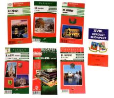7 db Budapest kerület és városrész térkép, vegyes állapotban