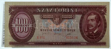 1995. 100Ft bankjegyveret Ag (217,7g/7 uncia/0.999/154x70mm) + 1995. 100Ft "B 071 015136" ...