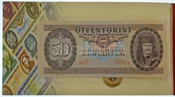 1989. 50Ft aranyozott Ag bankjegyveret (217,73g/7 uncia/0.999/70x154mm) + 1975. 50Ft "D 016 092...