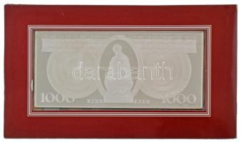 1992. 1000Ft bankjegyveret Ag (217,7g/7 uncia/0.999/154x70mm) + 1992. 100Ft "D 40747048" fóliatokban T:PP,UNC / Hungary 1992. 1000 Forint banknote plaque Ag (217,7g/7 uncia/0.999/154x70mm) + 1992. 1000 Forint "D 40747048" in foil case C:PP,UNC