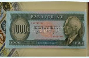 1992. 1000Ft bankjegyveret Ag (217,7g/7 uncia/0.999/154x70mm) + 1992. 100Ft "D 40747048" f...