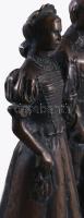Józsa Lajos (1944-): Bika Bálint és felesége. Bronz, talapzaton, jelzett, m: 34,5 cm /// Lajos Józsa...