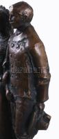 Józsa Lajos (1944-): Bika Bálint és felesége. Bronz, talapzaton, jelzett, m: 34,5 cm /// Lajos Józsa...