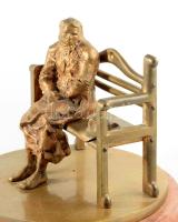 Józsa Lajos (1944- ) - Magány. Bronz, márvány talapzaton, jelzett, d: 30 cm, m: 23 cm