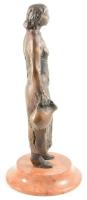 Józsa Lajos (1944-): Vízhordó asszony. Bronz, márvány talapzaton, m: 25,5 cm