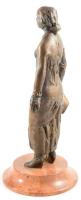 Józsa Lajos (1944-): Vízhordó asszony. Bronz, márvány talapzaton, m: 25,5 cm