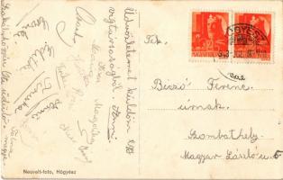 1943 Hőgyész, látkép a római katolikus templomma, Gróf Apponyi-kastély, nagyvendéglő a Milos-házban,...