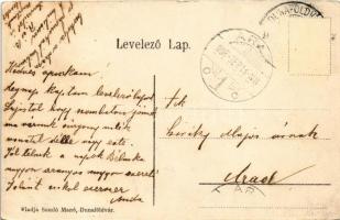 1908 Dunaföldvár, Kálvária hegy a Dunáról, hajómalom. Somló Manó kiadása / floating shop mill (boat ...