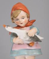 Fasold &amp; Stauch lány libával. Jelzett, hibátlan, m: 13,5 cm