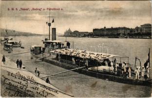 1908 Budapest, SMS TEMES, SMS BODROG monitorok és SM Pb "a" őrnaszád, matrózok. Dunaflottilla / K.u.K. Kriegsmarine Donauflottille SM Patrouillenboot "a" / Austro-Hungarian Navy Danube Fleet river guard ships and patrol boat, mariners (fl)