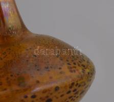 Murano borostyánszínű fátyolüveg váza, színezett, jelzés nélkül, hibátlan, m: 7 cm,