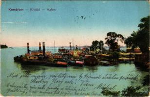 1915 Komárom, Komárno; Kikötő, SMD Pannonhalma oldalkerekes vontató gőzhajó / Hafen / PANNONHALMA sidewheeler steam tug. She was requisitioned by the k.u.k. Zentraltransportleitung (ZTL) for service on the Danube during the First World War (Rb)