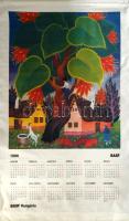 Koday László (1945-): BASF Hungária naptár-plakát, 1995. Nyomat, vászon, jelzett a nyomaton, feltekerve, 95×60 cm