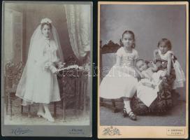 1901, 1907 Kisgyerekeket ábrázoló 2 db keményhátú fotó Mozog István fiumei iskolaigazgató hagyatékából, 16×11 cm