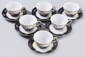 Zsolnay Pompadour mintás 6 darab mokkás csésze aljjal. Jelzett, hibátlan.