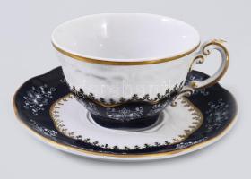 Zsolnay Pompadour mintás 6 darab mokkás csésze aljjal. Jelzett, hibátlan