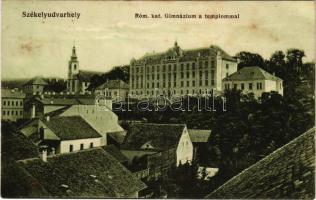 1916 Székelyudvarhely, Odorheiu Secuiesc; Római katolikus templom és gimnázium. Sterba Ödön kiadása / church and school (fl)